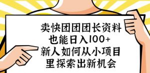 卖快团团团长资料也能日入100+新人如何从小项目里探索出新机会-第一资源网