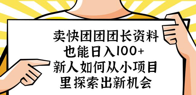 卖快团团团长资料也能日入100+新人如何从小项目里探索出新机会-第一资源网
