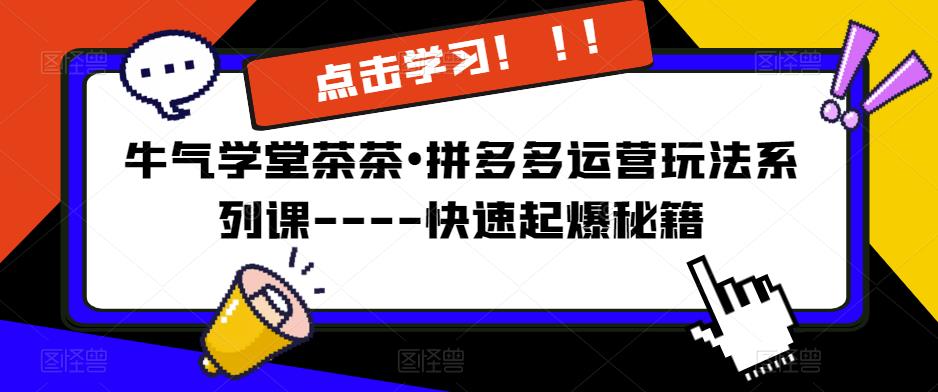 牛气学堂茶茶•拼多多运营玩法系列课—-快速起爆秘籍【更新】-第一资源网