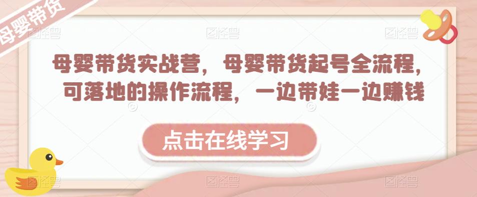 母婴带货实战营，母婴带货起号全流程，可落地的操作流程，一边带娃一边赚钱（附素材）-第一资源网
