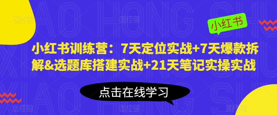 小红书训练营：7天定位实战+7天爆款拆解&选题库搭建实战+21天笔记实操实战-第一资源网