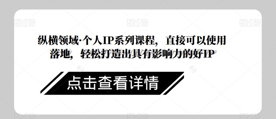 纵横领域·个人IP系列课程，直接可以使用落地，轻松打造出具有影响力的好IP-第一资源网