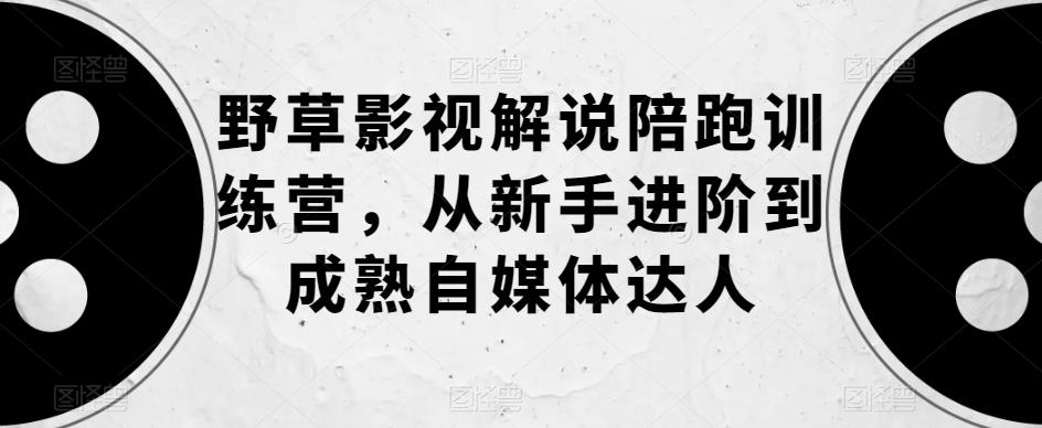 野草影视解说陪跑训练营，从新手进阶到成熟自媒体达人-第一资源网