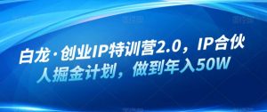 白龙·创业IP特训营2.0,IP合伙人掘金计划,做到年入50W-第一资源网