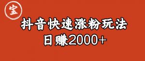 宝哥私藏·抖音快速起号涨粉玩法（4天涨粉1千）（日赚2000+）【揭秘】-第一资源网
