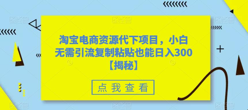 淘宝电商资源代下项目，小白无需引流复制粘贴也能日入300＋【揭秘】-第一资源网