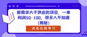 新需求大于供应的项目，一单利润50-100，很多人不知道【揭秘】-第一资源网
