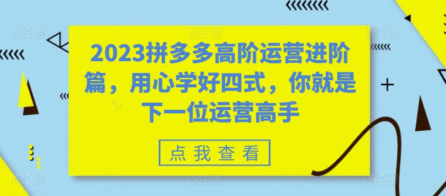 2023拼多多高阶运营进阶篇，用心学好四式，你就是下一位运营高手-第一资源网