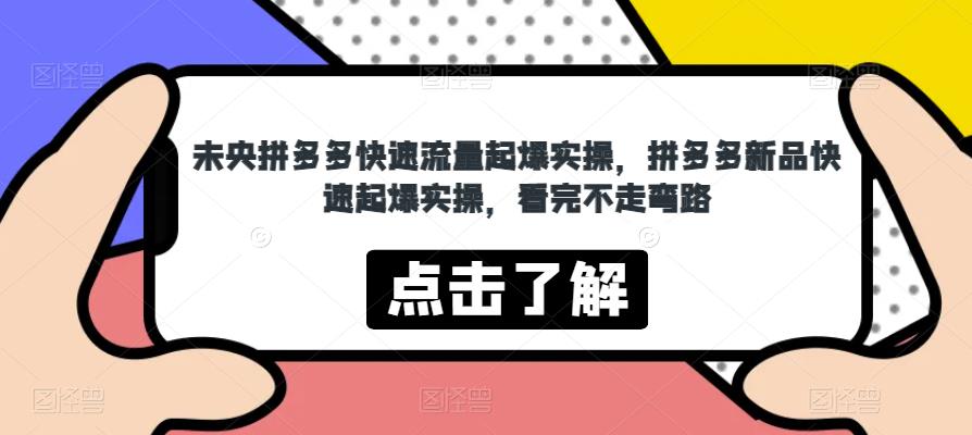 未央拼多多快速流量起爆实操，拼多多新品快速起爆实操，看完不走弯路-第一资源网