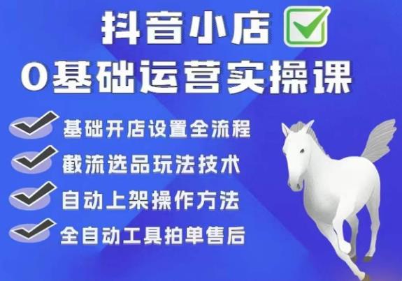 白马电商·0基础抖店运营实操课，基础开店设置全流程，截流选品玩法技术-第一资源网