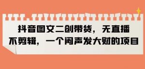 抖音图文二创带货，无直播，不剪辑，一个闷声发大财的项目【揭秘】-第一资源网