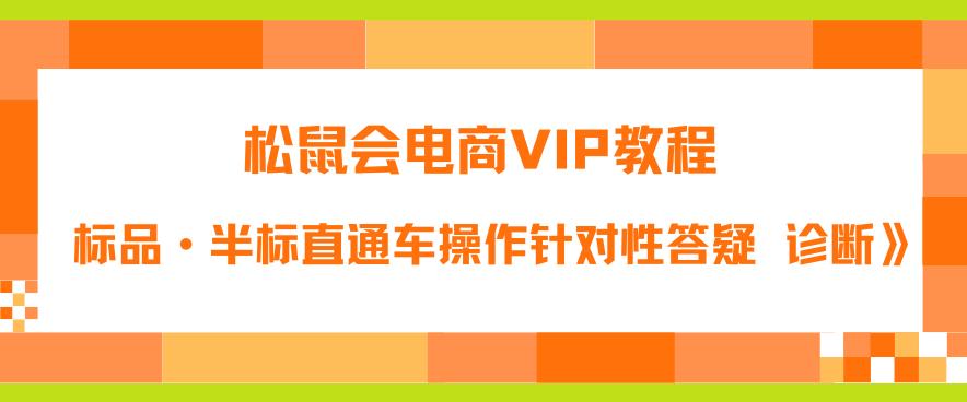 松鼠会电商VIP教程：松鼠《付费推广标品·半标直通车操作针对性答疑&诊断》-第一资源网