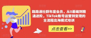 路路通社群年度会员,从0基础到精通进阶,TikTok账号运营到变现的全流程出海模式培训-第一资源网