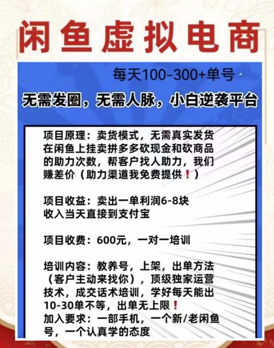 外边收费600多的闲鱼新玩法虚似电商之拼多多助力项目，单号100-300元-第一资源网