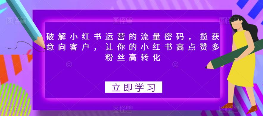 破解小红书运营的流量密码，揽获意向客户，让你的小红书高点赞多粉丝高转化-第一资源网
