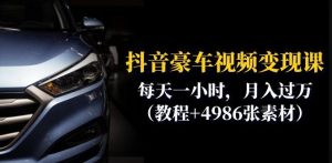 抖音豪车视频变现分享课:每天一小时,月入过万(教程+4986张素材)-第一资源网