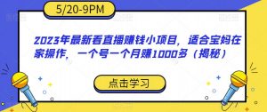 2023年最新看直播赚钱小项目，适合宝妈在家操作，一个号一个月赚1000多（揭秘）-第一资源网