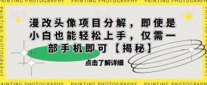 漫改头像项目分解，即使是小白也能轻松上手，仅需一部手机即可【揭秘】-第一资源网