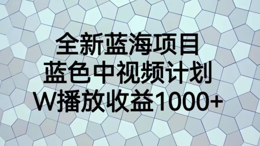 全新蓝海项目，蓝色中视频计划，1W播放量1000+【揭秘】-第一资源网