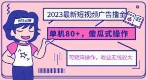 2023最新玩法短视频广告撸金，亲测单机收益80+，可矩阵，傻瓜式操作，小白可上手【揭秘】-第一资源网