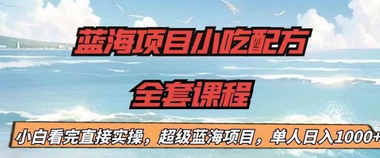 蓝海项目小吃配方全套课程，小白看完直接实操，单人日入1000+【揭秘】-第一资源网
