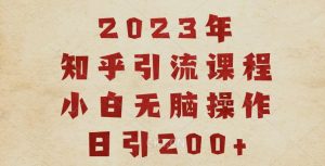 2023知乎引流课程，小白无脑操作日引200+【揭秘】-第一资源网