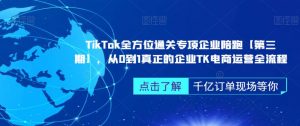‎TikTok全方位通关专项企业陪跑【第三期】，从0到1真正的企业TK电商运营全流程-第一资源网