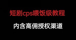 短剧cps喂饭级教学,内涵高佣授权渠道-第一资源网