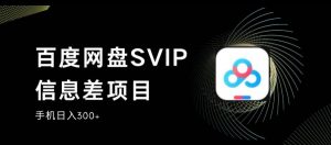 百度网盘SVIP信息差项目，0投入小白极速上手，手机稳定日入300+【揭秘】-第一资源网