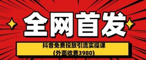 全网首发：抖音免费投放引流实操课(外面收费3980)【揭秘】-第一资源网