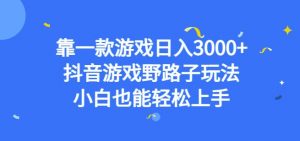 靠一款游戏日入3000+，抖音游戏野路子玩法，小白也能轻松上手【揭秘】-第一资源网