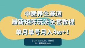 暴利赛道中医养生赛道最新矩阵玩法,单月单号月入4w+!【揭秘】-第一资源网
