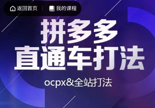 互力·拼多多直通车打法，ocpx&全站打法-第一资源网