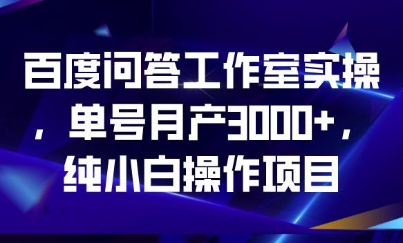百度问答工作室实操，单号月产3000+，纯小白操作项目【揭秘】-第一资源网