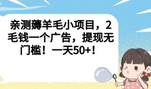 亲测薅羊毛小项目，2毛钱一个广告，提现无门槛！一天50+【揭秘】-第一资源网