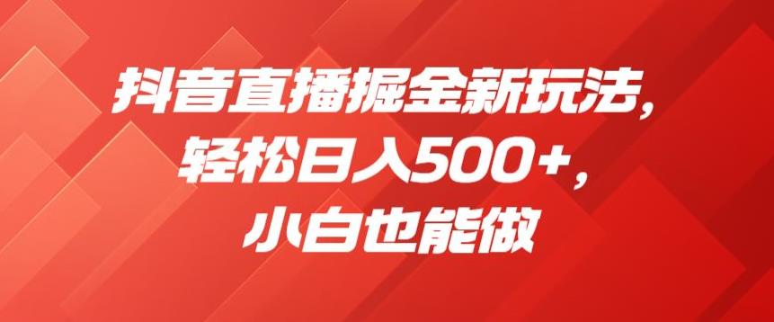 抖音直播掘金新玩法，轻松日入500+，小白也能做【揭秘】-第一资源网
