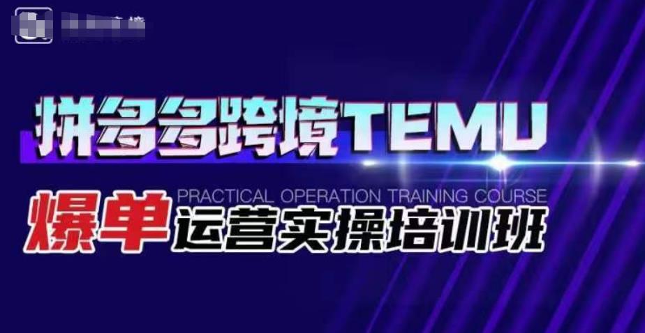 拼多多跨境TEMU爆单运营实操培训班，海外拼多多的选品、运营、爆单-第一资源网
