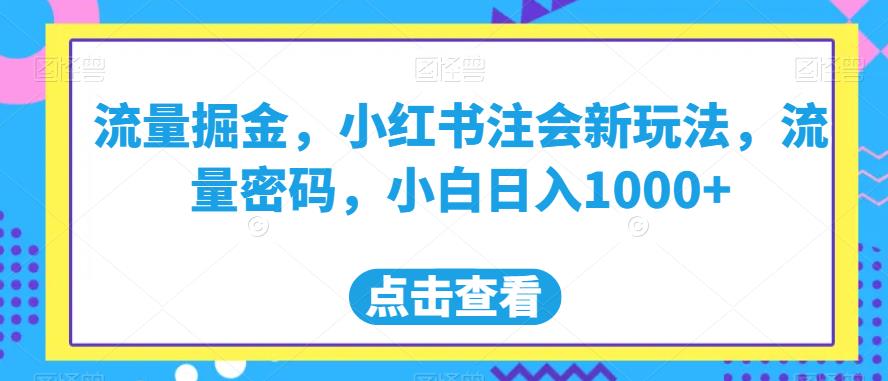 流量掘金，小红书注会新玩法，流量密码，小白日入1000+【揭秘】-第一资源网