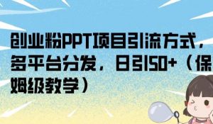 创业粉PPT项目引流方式，多平台分发，日引50+（保姆级教学）【揭秘】-第一资源网