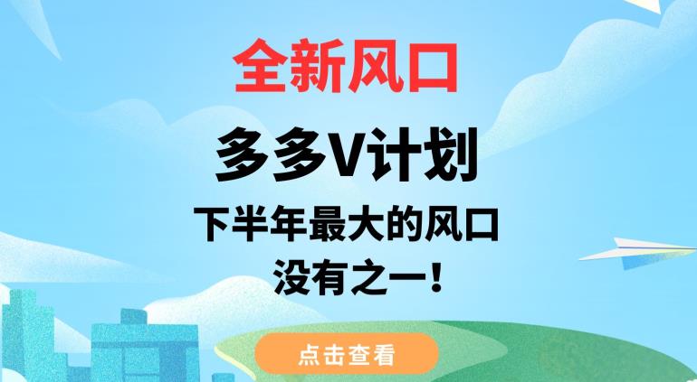 全新风口，多多V计划，下半年最大的风口项目，没有之一【揭秘】-第一资源网