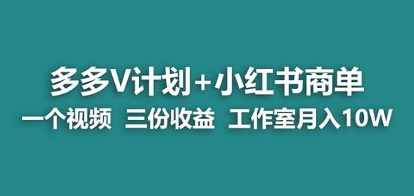 【蓝海项目】多多v计划+小红书商单一个视频三份收益工作室月入10w-第一资源网