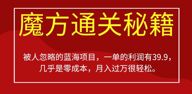 被人忽略的蓝海项目，魔方通关秘籍，一单的利润有39.9，几乎是零成本，月入过万很轻松【揭秘】-第一资源网