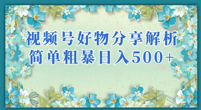 视频号好物分享解析，简单粗暴可以批量方大的项目【揭秘】-第一资源网
