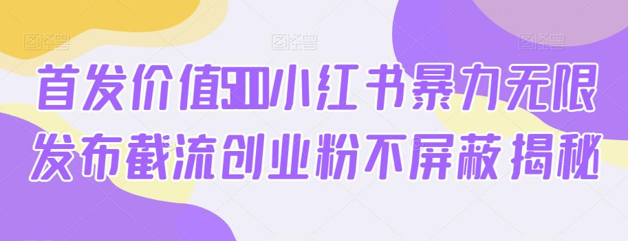 首发价值5100小红书暴力无限发布截流创业粉不屏蔽揭秘-第一资源网
