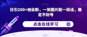 日引200+创业粉,一张图片配一段话,稳定不封号【揭秘】-第一资源网