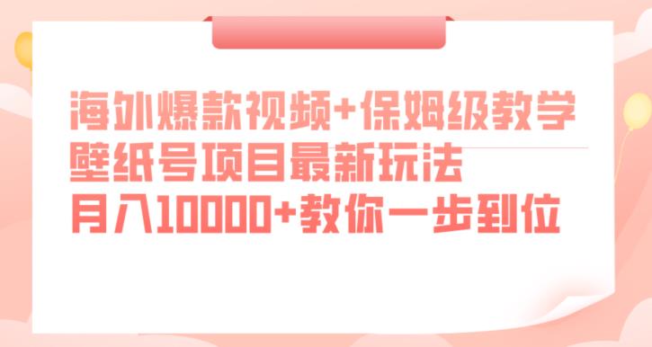 海外爆款视频+保姆级教学，壁纸号项目最新玩法，月入10000+教你一步到位【揭秘】-第一资源网