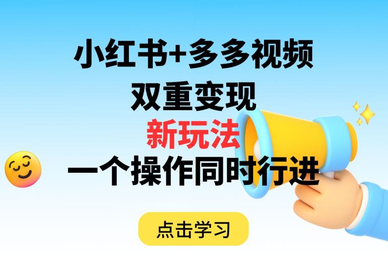 多多视频+小红书，双重变现新玩法，可同时进行【揭秘】-第一资源网