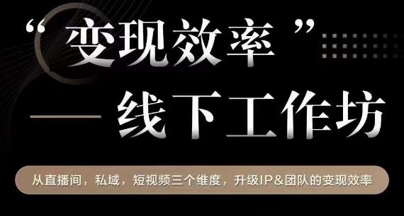 变现效率线下工作坊，从‮播直‬间、私域、‮视短‬频‮个三‬维度，升级IP和团队变现效率-第一资源网