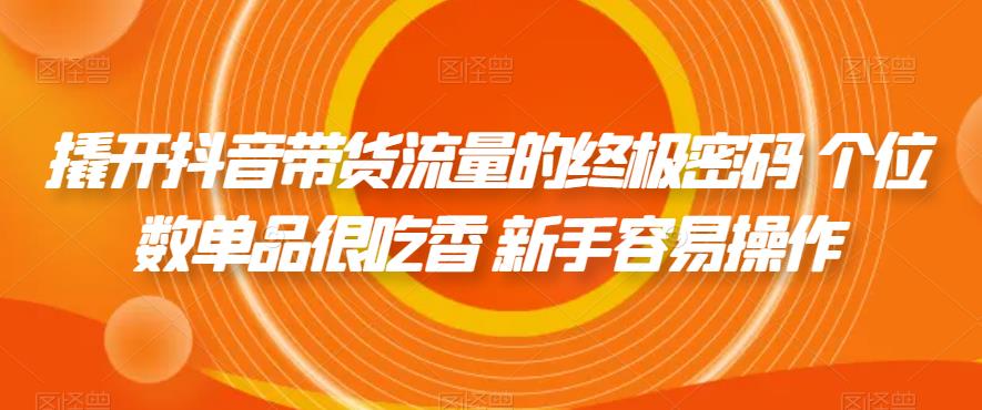 撬开抖音带货流量的终极密码 个位数单品很吃香 新手容易操作-第一资源网