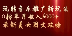 玩转音乐推广新玩法，0粉单月收入6000+，最新美女图文攻略【揭秘】-第一资源网